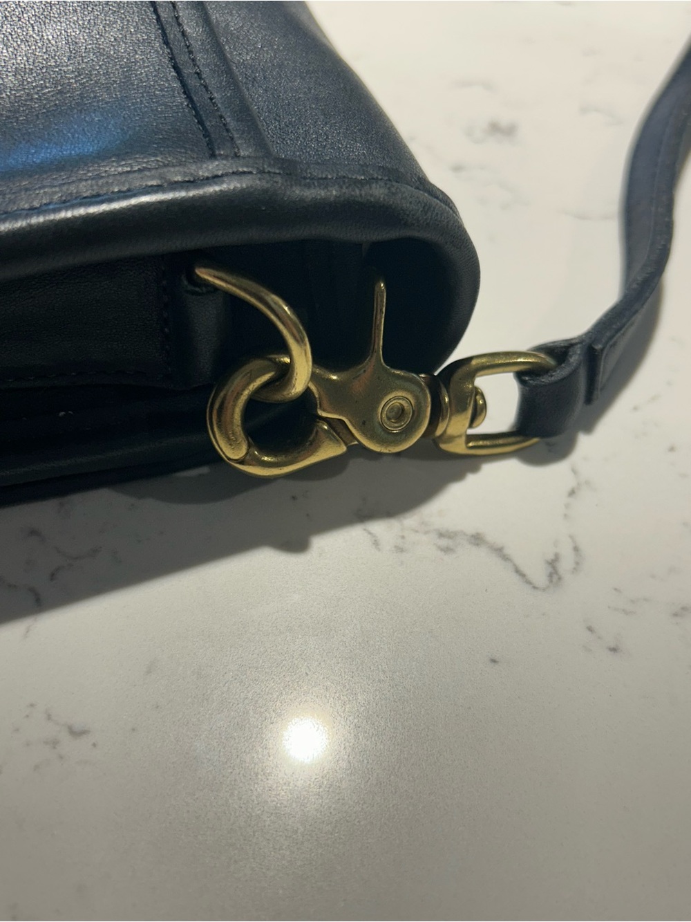 Vintage COACH Penny Pocket Purse 9755 Navy Blue Leather Crossbody Bag - Picture 4 of 7